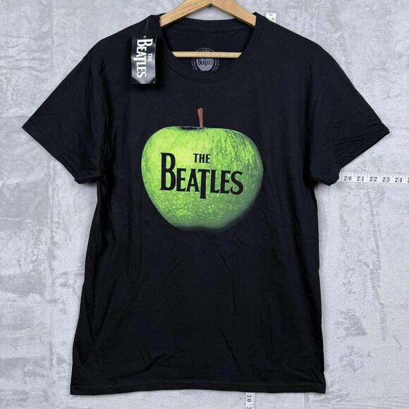 NWT The Beatles Apple Logo T-Shirt Black Size L Official Licensed Rock Band 2010 - Picture 1 of 7
